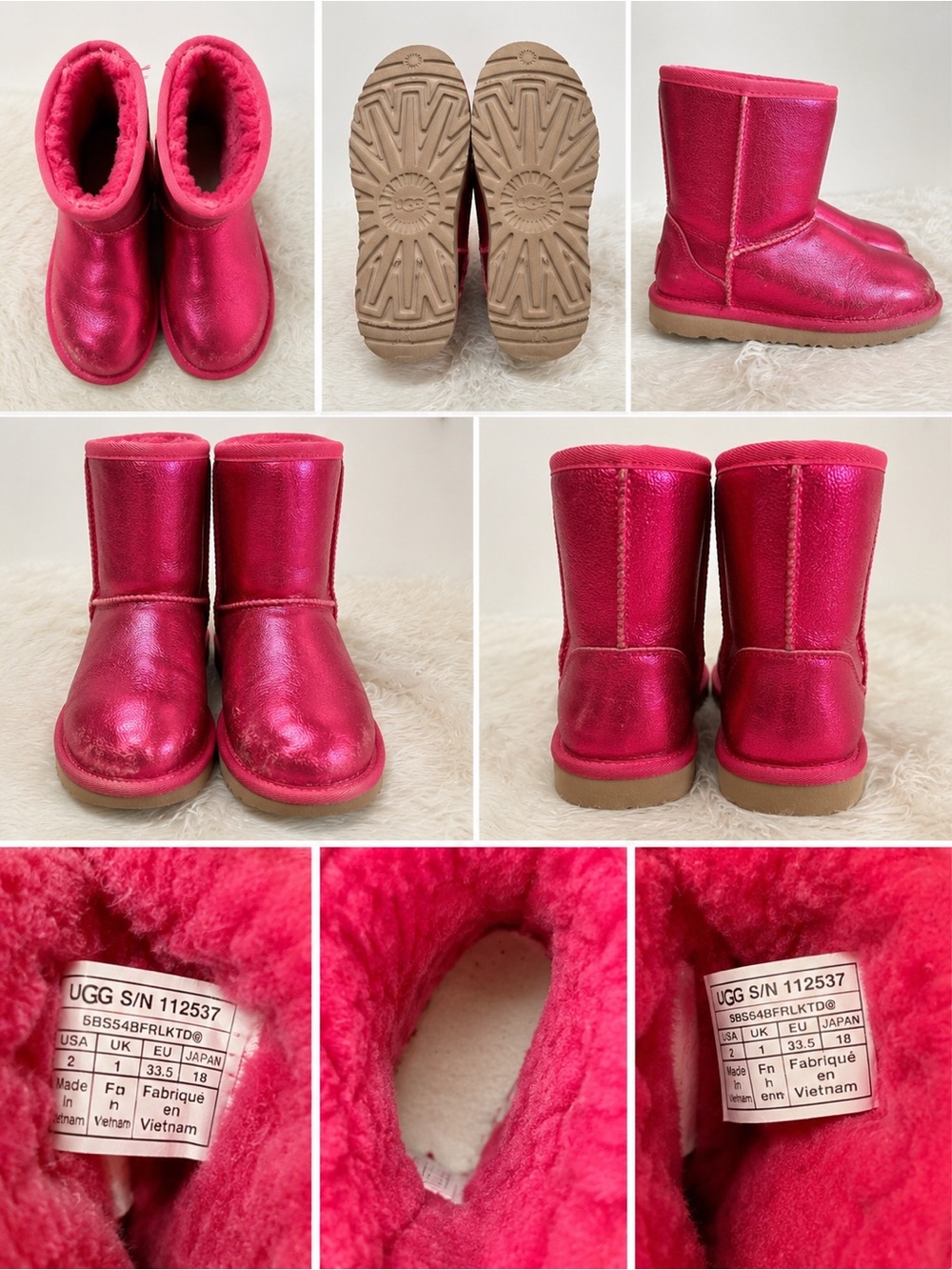 UGG Kids Shiny red Metallic Short Boots